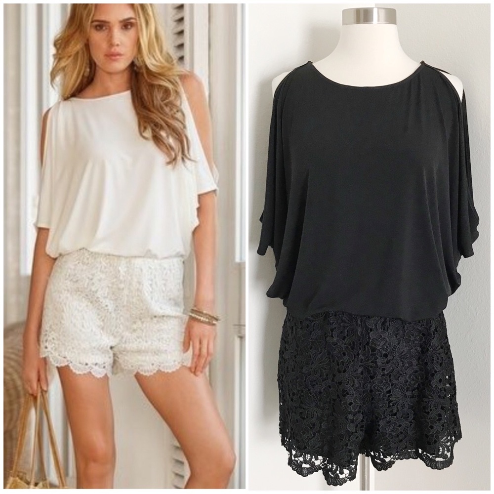 Boston Proper | Crochet Cold Shoulder Romper